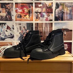 JW ANDERSON Black High-Top Canvas Sneakers